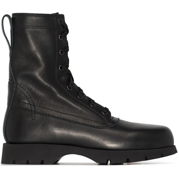 JIL SANDER JS37266A172 black leather lace-up chunky Combat Boots sz 40EU NWT - Picture 2 of 3